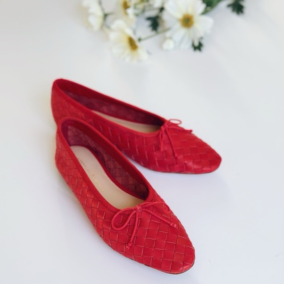 Loeffler Randall Landry Woven Ballet Flat Red Leather - Picture 5 of 11